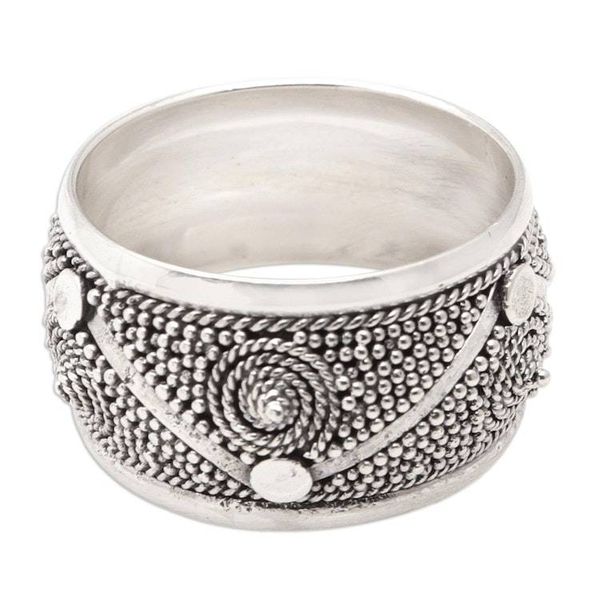 Alternate image for Modern Sterling Silver Band Ring with Speckled Pattern Speckled Future