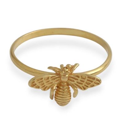 Alternate image for Polished 18k Gold-Plated Queen Bee-Themed Cocktail Ring Queen Beeuty