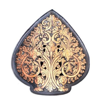 Alternate image for Floral Copper Wall Sconce Crafted in Java Floral Spade