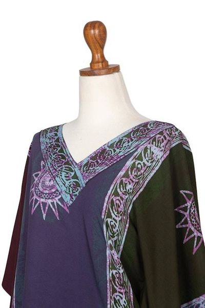 Alternate image for Hand Crafted Batik Rayon Floral Blouse from Bali Vintage Batik