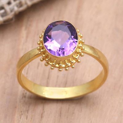 Alternate image for Oval Amethyst Cocktail Ring in 18K Gold Plating Purple Brilliance