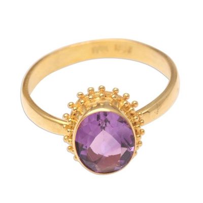 Alternate image for Oval Amethyst Cocktail Ring in 18K Gold Plating Purple Brilliance