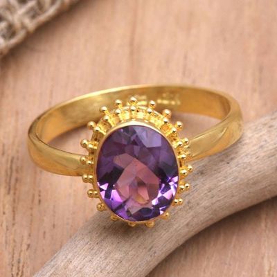 Alternate image for Oval Amethyst Cocktail Ring in 18K Gold Plating Purple Brilliance