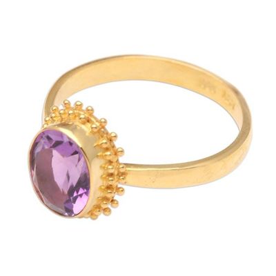 Alternate image for Oval Amethyst Cocktail Ring in 18K Gold Plating Purple Brilliance