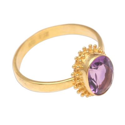 Alternate image for Oval Amethyst Cocktail Ring in 18K Gold Plating Purple Brilliance