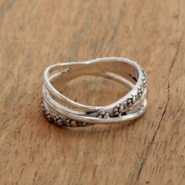 Alternate image for Paw Print Sterling Silver Band Ring from Bali Paw Dimension