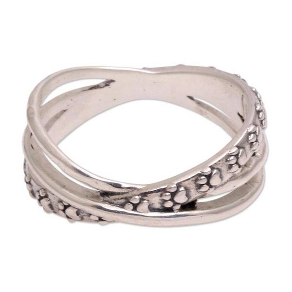 Alternate image for Paw Print Sterling Silver Band Ring from Bali Paw Dimension