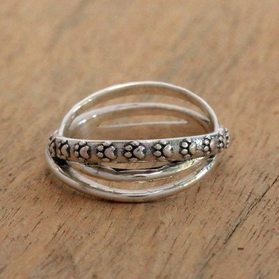 Alternate image for Paw Print Sterling Silver Band Ring from Bali Paw Dimension