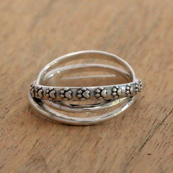 Alternate image for Paw Print Sterling Silver Band Ring from Bali Paw Dimension