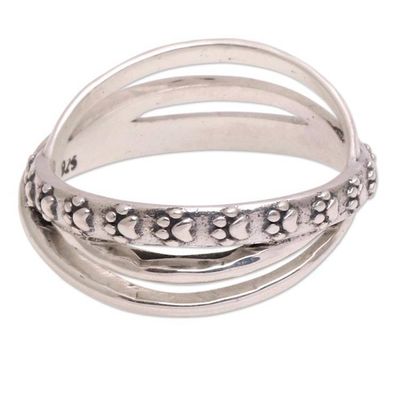 Alternate image for Paw Print Sterling Silver Band Ring from Bali Paw Dimension