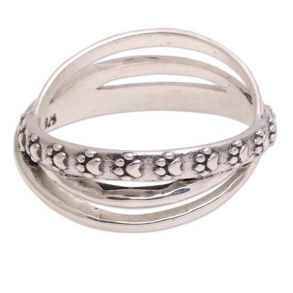 Alternate image for Paw Print Sterling Silver Band Ring from Bali Paw Dimension