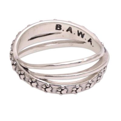 Alternate image for Paw Print Sterling Silver Band Ring from Bali Paw Dimension