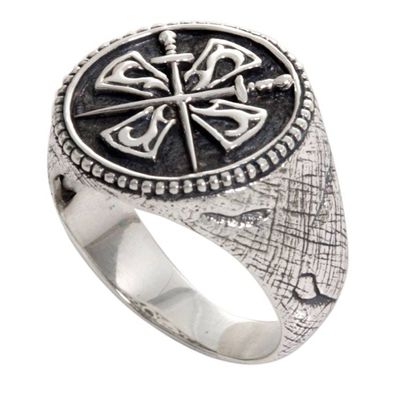 Alternate image for Crossed Swords Sterling Silver Signet Ring for Men Indra Sword