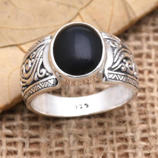 Alternate image for Onyx and Sterling Silver Cocktail Ring Chastity in Black
