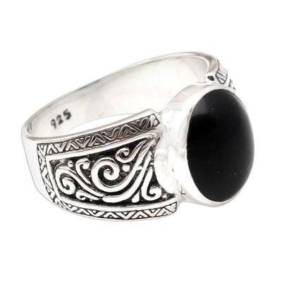 Alternate image for Onyx and Sterling Silver Cocktail Ring Chastity in Black