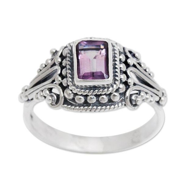 Alternate image for Floral One-Carat Faceted Amethyst Cocktail Ring Flourishing Purple