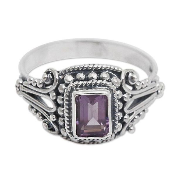 Alternate image for Floral One-Carat Faceted Amethyst Cocktail Ring Flourishing Purple