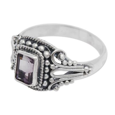 Alternate image for Floral One-Carat Faceted Amethyst Cocktail Ring Flourishing Purple