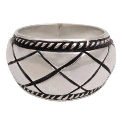 Alternate image for Artisan Crafted Sterling Silver Womens Band Ring from Bali Queen Weave