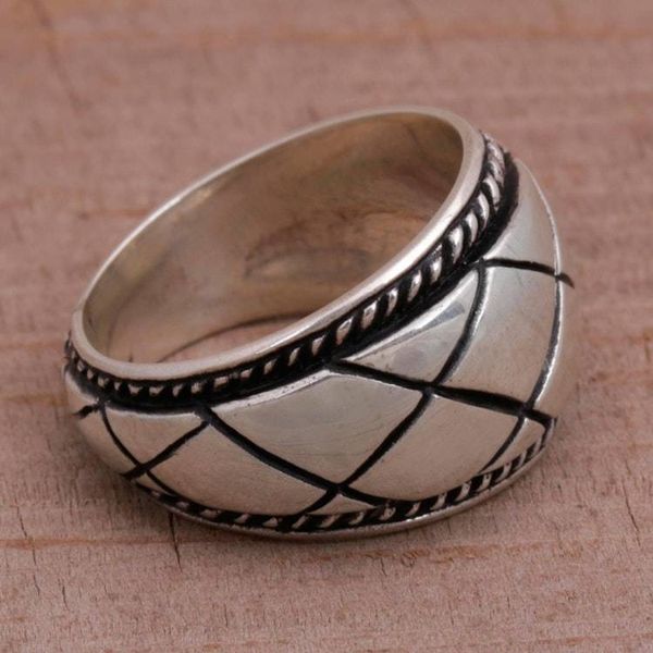 Alternate image for Artisan Crafted Sterling Silver Womens Band Ring from Bali Queen Weave