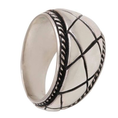 Alternate image for Artisan Crafted Sterling Silver Womens Band Ring from Bali Queen Weave