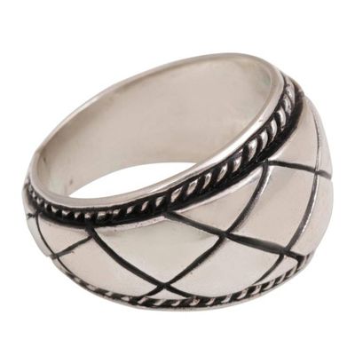 Alternate image for Artisan Crafted Sterling Silver Womens Band Ring from Bali Queen Weave