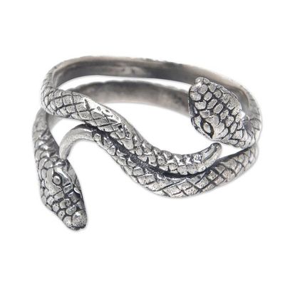 Alternate image for Traditional Snake-Shaped Sterling Silver Band Ring from Bali Regal Serpent
