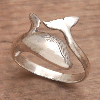 Primary image for Dolphin-Shaped Sterling Silver Wrap Ring Made in Bali The Guide of the Depths