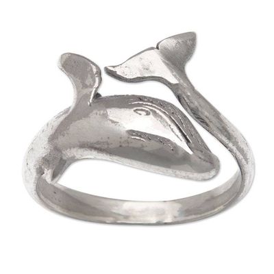 Alternate image for Dolphin-Shaped Sterling Silver Wrap Ring Made in Bali The Guide of the Depths