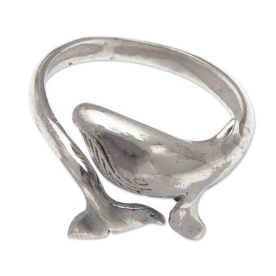 Alternate image for Dolphin-Shaped Sterling Silver Wrap Ring Made in Bali The Guide of the Depths