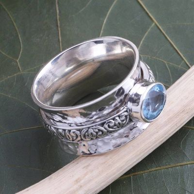 Alternate image for Blue Topaz and Sterling Silver Spinner Ring Protected Beauty