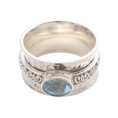 Alternate image for Blue Topaz and Sterling Silver Spinner Ring Protected Beauty