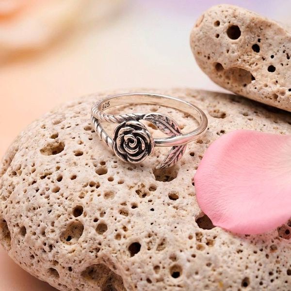 Alternate image for Classic Romance Sterling Silver Band Ring with Rose Theme Passionate Rose