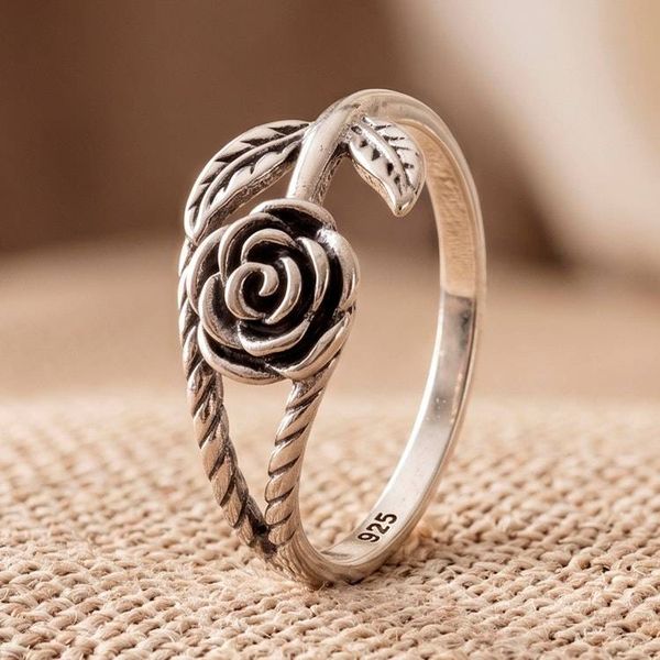 Alternate image for Classic Romance Sterling Silver Band Ring with Rose Theme Passionate Rose