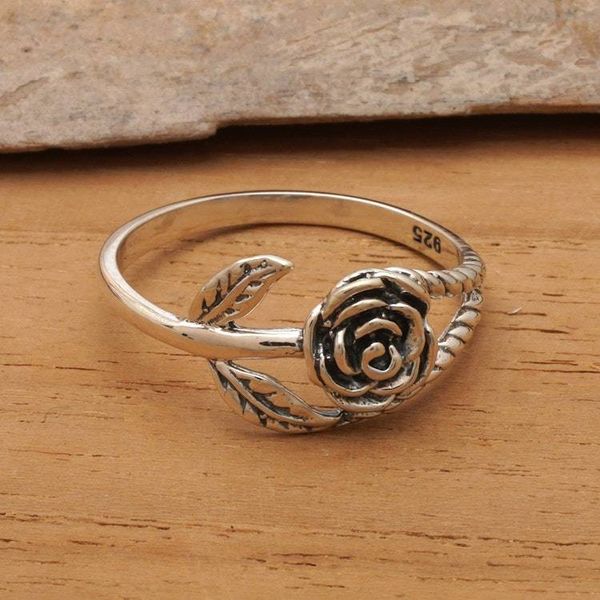Alternate image for Classic Romance Sterling Silver Band Ring with Rose Theme Passionate Rose