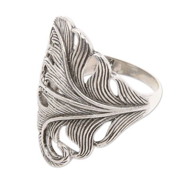 Alternate image for Classic Oxidized and Polished Sterling Silver Cocktail Ring Summer Palm