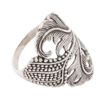 Alternate image for Classic Oxidized and Polished Sterling Silver Cocktail Ring Summer Palm