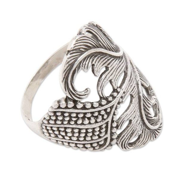 Alternate image for Classic Oxidized and Polished Sterling Silver Cocktail Ring Summer Palm