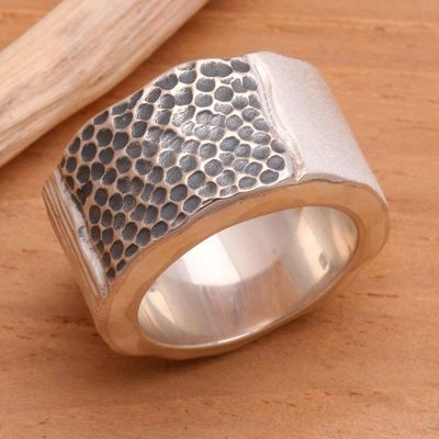 Primary image for Modern Sterling Silver Band Ring from Indonesia Embrace the Earth