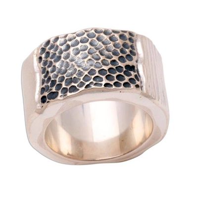Alternate image for Modern Sterling Silver Band Ring from Indonesia Embrace the Earth
