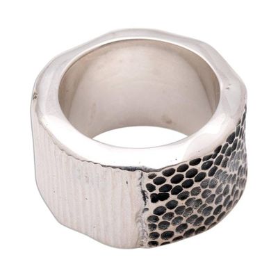 Alternate image for Modern Sterling Silver Band Ring from Indonesia Embrace the Earth