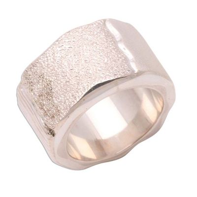 Alternate image for Modern Sterling Silver Band Ring from Indonesia Embrace the Earth