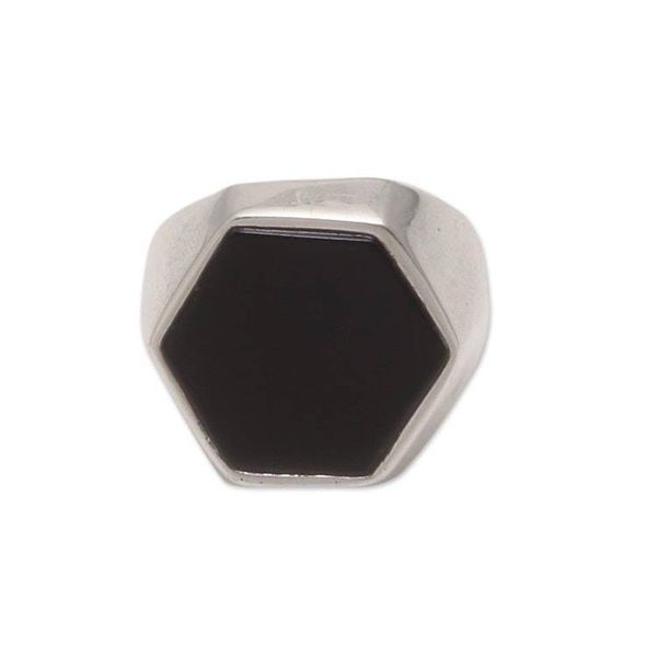 Alternate image for Hexagonal Onyx Mens Signet Ring from Bali Dark Stamp
