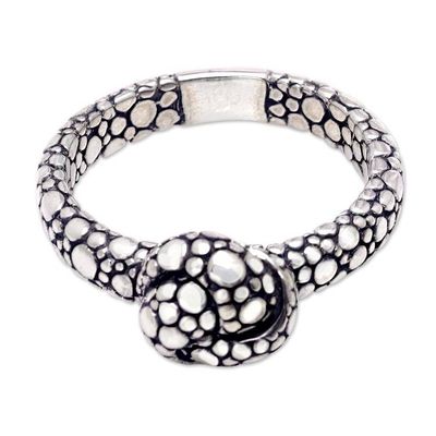 Alternate image for Bubble-Patterned Sterling Silver Cocktail Ring from Bali Swirling Bubbles