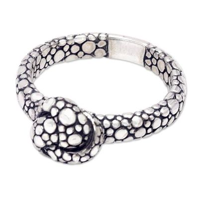 Alternate image for Bubble-Patterned Sterling Silver Cocktail Ring from Bali Swirling Bubbles