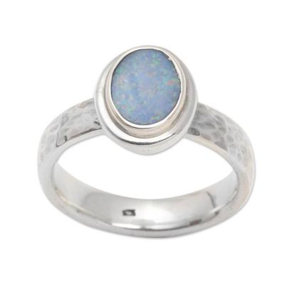Alternate image for Oval Blue Opal Cocktail Ring Crafted in Bali Oval Pool