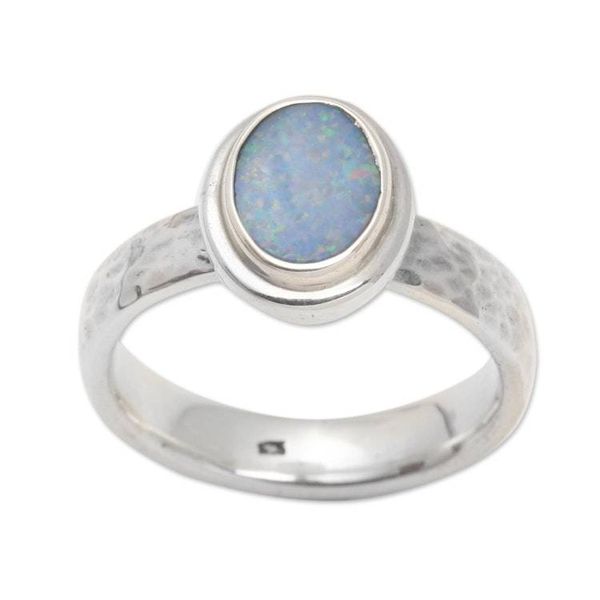Alternate image for Oval Blue Opal Cocktail Ring Crafted in Bali Oval Pool