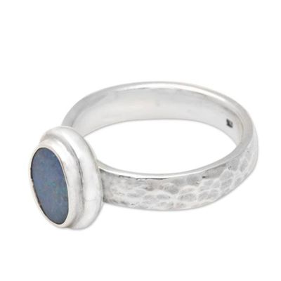 Alternate image for Oval Blue Opal Cocktail Ring Crafted in Bali Oval Pool
