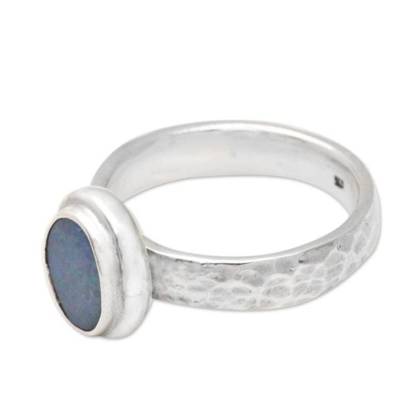 Alternate image for Oval Blue Opal Cocktail Ring Crafted in Bali Oval Pool