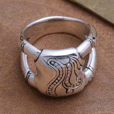 Primary image for Unisex Sterling Silver Ring with Bamboo Motif Bamboo Glade
